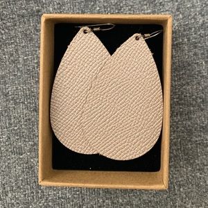 Champagne teardrop leather earrings